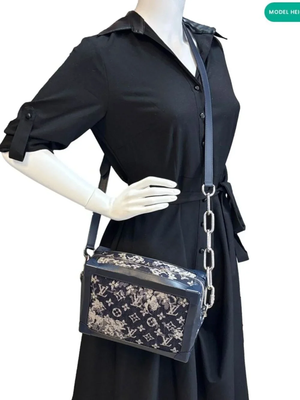 Louis Vuitton Soft Trunk Monogram Tapestry Canvas Crossbody Bag Navy Blue